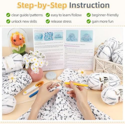 Aeelike Crochet Kit for Beginners, Complete Easy Crochet Sarves Hat Kit - Image 6