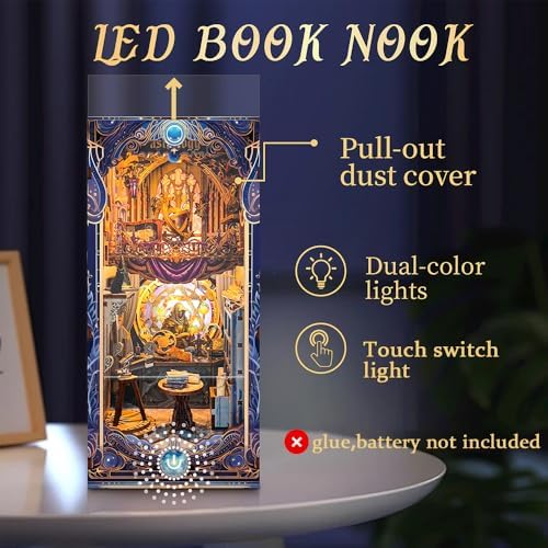 3D Puzzles Book Nook Kit, DIY Miniature Book Nook Kit Creative Decorative with LED Lights Bookend Bookshelf Insert for Adults Teens-Star Map Secrets(SQ -35) - Image 4