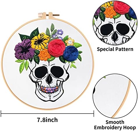 Nuberlic 3 Pack Embroidery Kit for Beginners, Halloween Skull Cross Stitch - Image 4