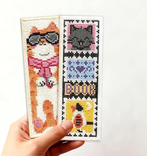 ORIGACH 6 Set Cute Cat Cross Stitch Bookmark Kit for Beginner - Image 6
