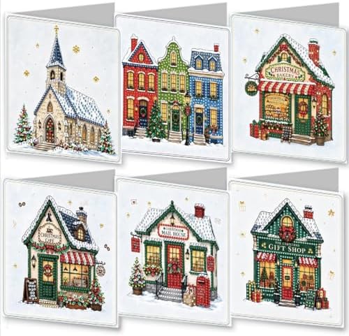 BAYUNOE 6Pcs Christmas Diamond Art Painting Greeting Card Kit with Envelope by BAYUNOESparkDiamondCraft