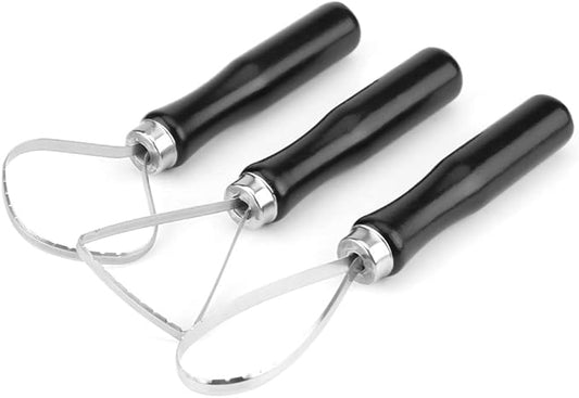 Hilitand 3pcs Pottery Clay Sculpting Tools Big Ceramic Loop Tool with Steel Flat Wire