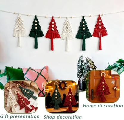 Macrame Kit for Beginners with Step by Step Video Tutorials DIY Christmas Tree Wall Hanging Craft Kit for Adults Kids Family Festive Holiday Activity Creative Boho Home Decor Unique Gift Idea (A) - Image 4