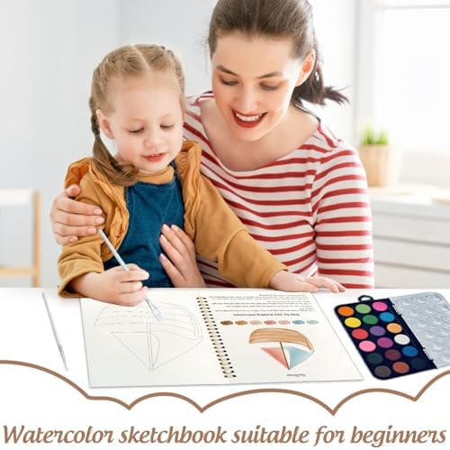 Watercolor Workbook, Water Coloring Book, 12 Different Patterns of Original DIY Designs, 18 Colors Watercolor Paint Set, Beginner-Friendly Watercolor Workbooks(Transportation), Perfect Gifts for Adult - Image 7