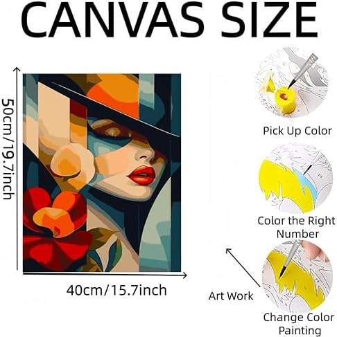 DOTSTART Paint by Numbers for Adults,Beautiful Woman with Flower Adult Paint by Number Kits on Canvas,DIY Paint by Numbers Easy,Number Painting Acrylic Oil Painting,for Home Wall Decor 15.7X19.7 Inch - Image 2