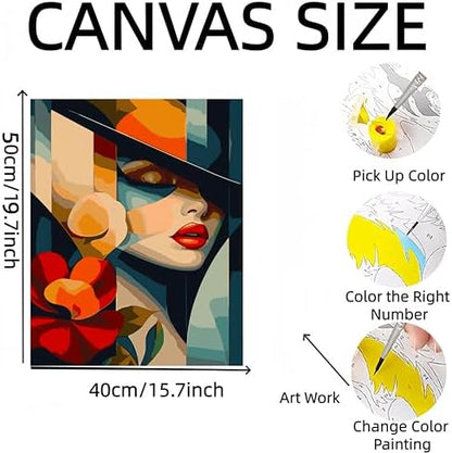 DOTSTART Paint by Numbers for Adults,Beautiful Woman with Flower Adult Paint by Number Kits on Canvas,DIY Paint by Numbers Easy,Number Painting Acrylic Oil Painting,for Home Wall Decor 15.7X19.7 Inch - Image 2
