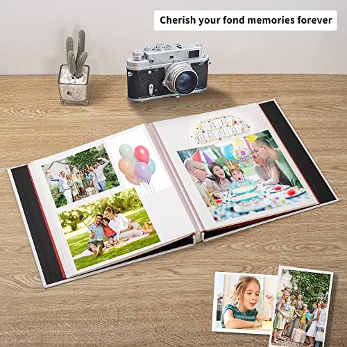 Large Photo Album Self Adhesive 4x6 8x10 10x12 13"x12.8" Magnetic Scrapbook Album 12.6"x11" Inch 40 Pages Linen Cover DIY Photo Album with A Metallic Pen and DIY Stickers(White) - Image 2