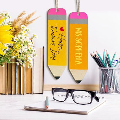 Wooden Ornaments to Paint 7 Inch, Wooden Pencil Cutouts Back to School DIY Blank Unfinished Labels Tags Crafts Teacher Appreciation Week Gifts Ornament for Student Hanging Decorations(10PCS) - Image 5