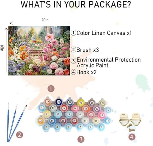 xackcme Paint by Numbers for Adults Flowers - Flower Paint by Number on Canvas Without Frame, DIY Floral Oil Painting for Gift Home Wall Decor (16x20 inch) - Image 2
