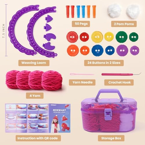 Loom Knitting Kit for Beginners - DIY Hat & Scarf Craft Toy with Buttons - Fun Crochet Toy for Kids Ages 7 8-12 - Perfect Birthday and Christmas Gift for Girls - Image 5