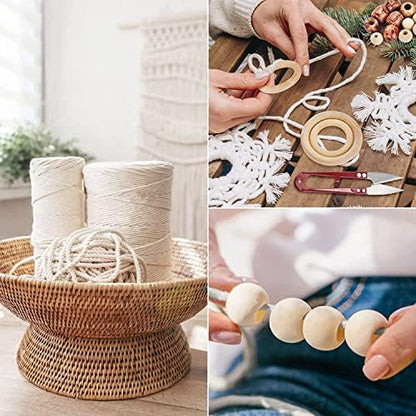 Hdviai Macrame Supplies - 3mm x 109Yards Macrame Cord for Adults Beginners Kit, with Accessories Like 110Pcs Beads and 40Pcs Wooden Rings for Plant Hanger - Image 6