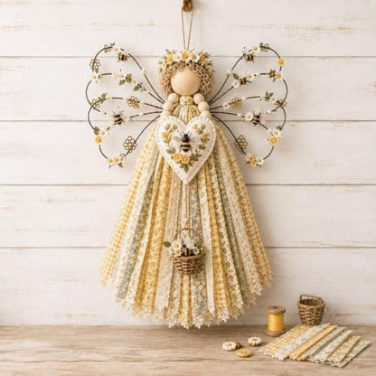 CHIANART Angel Fabric Hanging DIY Kit, Macrame Wall Weaving Craft,Crochet Wall Hanging Kit, Rustic Farmhouse Christmas Tree & Holiday Home Decor, Beginner-Friendly Handmade Gift for Women (A2) by Unknown