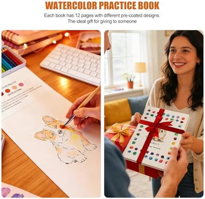 Watercolor Workbook, 100% Cotton Watercolor Paper Pad Set – 4 Pack (52 Sheets), 5.4" x 7.4" Cold Press 140lb / 300gsm Glue Bound Art Paper for Adults, Beginners & Daily Practice - Image 5