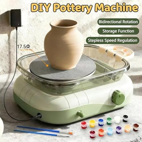 Mini Electric Pottery Wheel for Kids & Adults with Foot Pedal, DIY Clay Kit with 8 Pottery Tools, for Ceramic Work & Beginners - Image 2