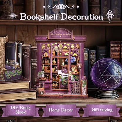 CUTEBEE Book Nook Kit - DIY Miniature House Dollhouse Kit for Adults and Teens, Booknook Tiny House Bookshelf Decor 3D Wooden Puzzle, Gifts for Family Friends (The Astrology Bookshop) - Image 2