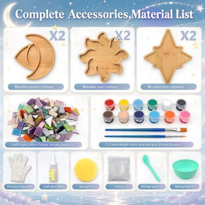 luperasol 6 Sets Coasters DIY Mosaic Tiles, Mixed Color, Boho Styles - Image 3