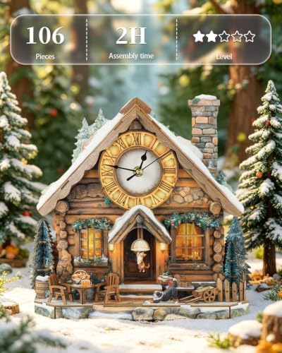 3D Puzzles for Adults-Wooden Swiss House Clock Puzzle DIY Clock Model Kit - Image 5