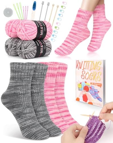 Katech Knitting Kit for Beginner Adults W/Socks Step-by-Step Instruction by Katech