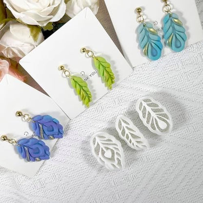 Xaekicr Polymer Clay Cutters Feather Leaf Set – 3PCS Boho Clay Earring Cutters for Polymer Clay Jewelry, Hollow Leaf Clay Cutters Shapes and Tools for DIY Earrings and Crafts - Image 5