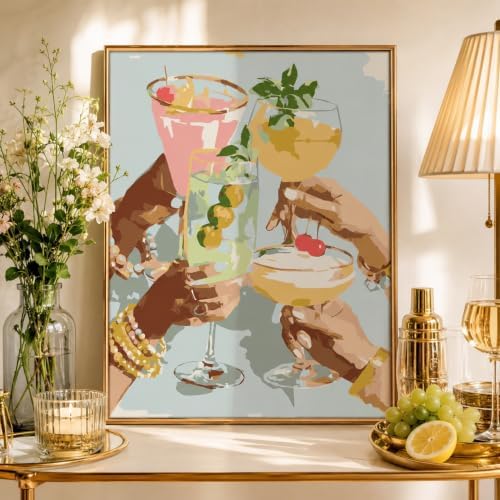 Paint by Numbers Kit for Adults,Vintage Cocktail Paint by Number With Frame - Image 4