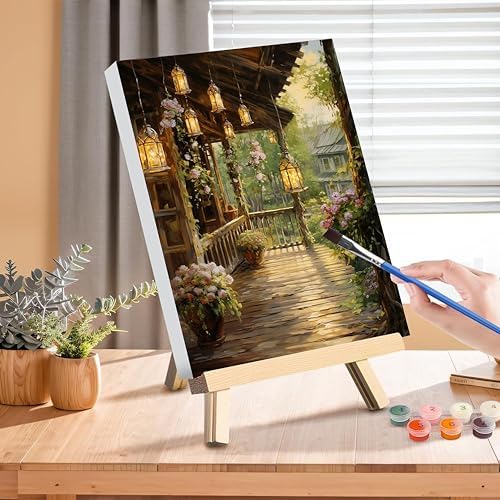 Landscape Paint by Numbers for Adults with Framed Canvas - Wooden Easel - Image 3