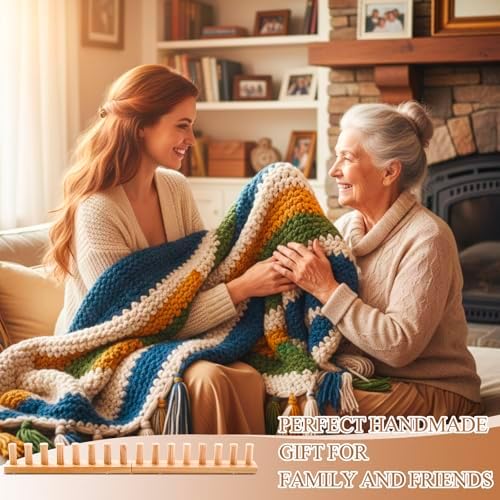 Novabright 28" Chunky Knitting Loom, Foldable Chunky Yarn Loom Adjustable DIY Blanket Knitting kit for DIY Scarves, Pillows, Home Decor, Yarn Craft, Beginner, Portable Hand Weaving Kit - Image 4