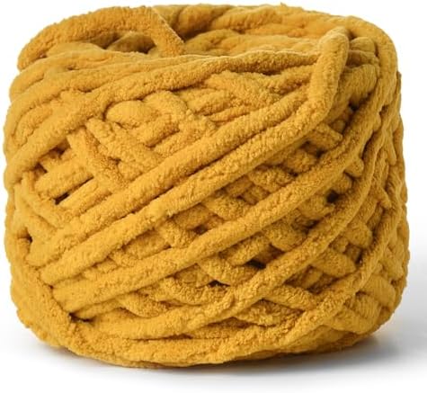 Plush Chenille Chunky Yarn 100g (49.2yd) - Fluffy Velvet Yarn Crochet for Blanket Knitting and Crocheting - Baby Yarns for Crocheting Soft - Amigurumi Yarns (Turmeric) by OMoiut