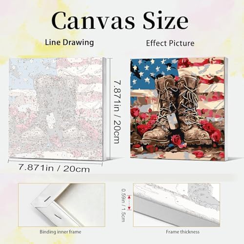 4 Pack Independence Day Paint by Numbers Kit for Adults Beginners Framed - DIY 4 of July Patriotic Adults Paint by Numbers Kits on Canvas, Small Easy Acrylic Oil Painting for Wall Decor (8 x 8 Inch) - Image 3