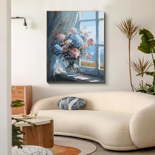 PRASIO Paint by Numbers Kit for Adults Beginner, Flowers Adult Paint by Number Kits on Canvas, DIY Acrylic Watercolor Oil Paint by Number for Adults for Home Decor Gift 16x20 Inch - Image 7