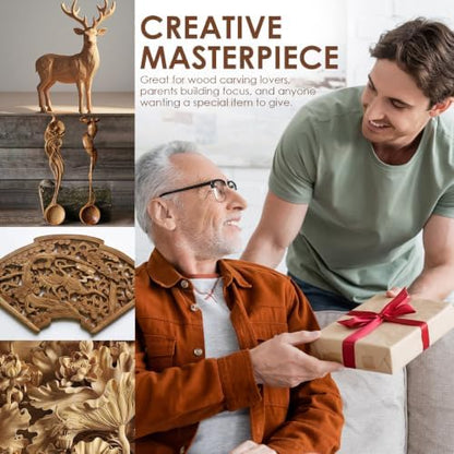 32Pcs Wood Carving Kit with Storage Bag, Whittling Knife Set with Basswood Blocks, Complete Starter Woodworking Tools, Creative Arts Crafts Hobby Gift for Men Teens Beginner Adult DIY Fun - Image 5