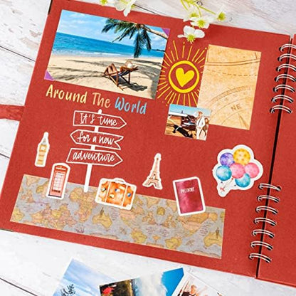 Bstorify Square Scrapbook Photo Albums 80 Pages (11 x 11 Inch) Red - Image 5