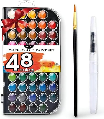 AROIC 48 Colors Watercolor Paint,Washable WaterColor Paint Set by AROIC