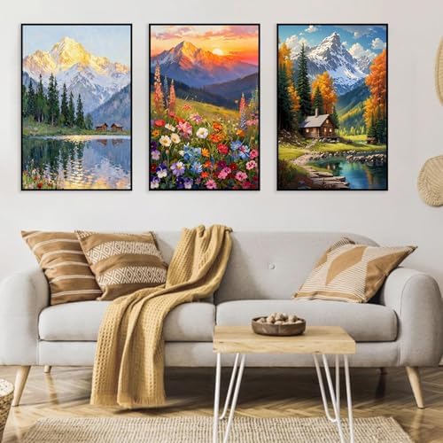 3 Pack Framed Paint by Numbers for Adult with Wooden Easel (8x12 inch) - Image 5