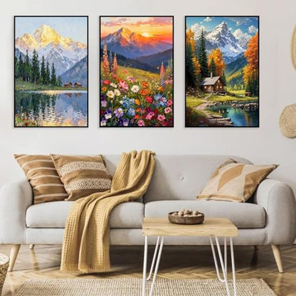 3 Pack Framed Paint by Numbers for Adult with Wooden Easel (8x12 inch) - Image 5