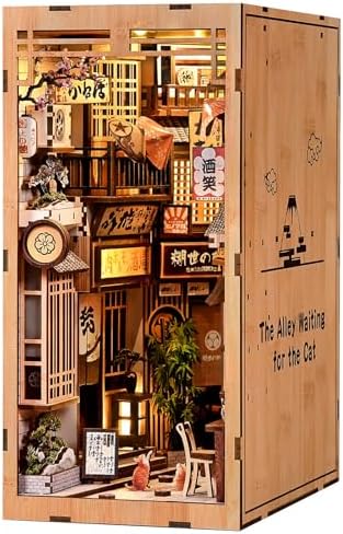 Book Nook Kit, Japanese Style Miniature Dollhouse with LED Lights by FLTRXCE
