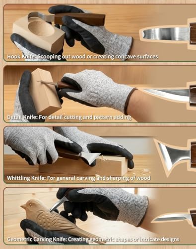 T98 28Pcs Wood Carving Kit, 8 Carving Knives Templates Leather Bag Gift - Image 6