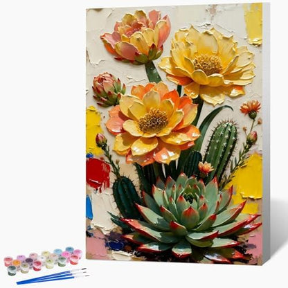 Framed Paint by Numbers Kit for Adults Beginner & Kids Ages 8-12, Flowers Plant Paint by Numbers with frame, without Easel, DIY Acrylic Number Painting for Adults for Home Decor Gift 8 x 12 Inch by Unknown
