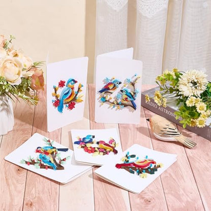 WEBEEDY 20 Sets DIY Bird Flower Quilling Greeting Card Kit Paper Quilling Kit for Adults Beginners 5 Styles Bird Love Greeting Card Making Kit with Instruction Valentine's Day Wedding Gift - Image 5