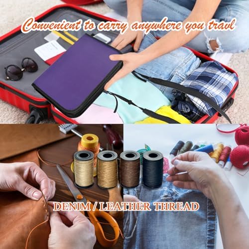 Sewing Kit with Case Portable Sewing Supplies for Home Traveler, Adults, Beginner, Emergency, Contains 60 Sewing Thread, Scissors, Needles, Measure etc（Dark Violet，XL) - Image 6