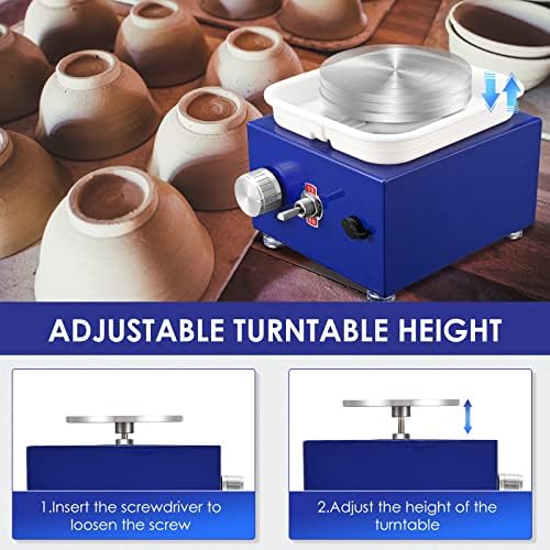 Mini Pottery Wheel Machine for Adults & Beginners, 2 Turntables (3.94" & 2.56") | 0-2000 RPM Adjustable Speed Pottery Machine Removable Splash Tray Ceramic Making Kit Includes 8 Sculpting Tools - Image 3