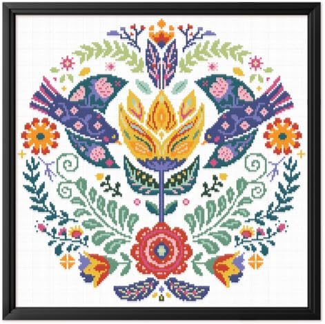 FREEBLOSS 11CT Cross Stitch Kits Scandinavian Folk Art Design 17.7"x17.7" by FreeandCreativeCraftsArt