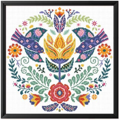 FREEBLOSS 11CT Cross Stitch Kits Scandinavian Folk Art Design 17.7"x17.7" by FreeandCreativeCraftsArt