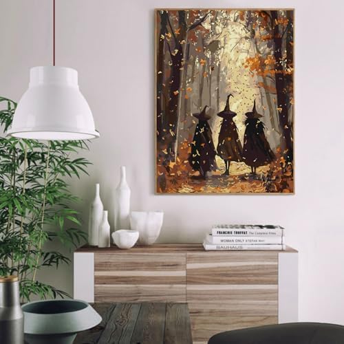 Eiazuiks Halloween Stamping Cross Stitch Kit,Witchs Halloween Counting Cross Stitch Kit for Adult Beginners, Full Line DIY Stitching Kit for Home Decor Cross Stitch Patterns 12x16 inches - Image 2
