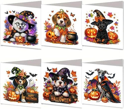 jinglinhh 6pcs Halloween Cloak Dog Pumpkin Diamond Art Painting Greeting Cards with Envelopes, DIY Card Making Kits for Adults, Diamond Art Postcards Christmas Cards Craft Gifts by Unknown