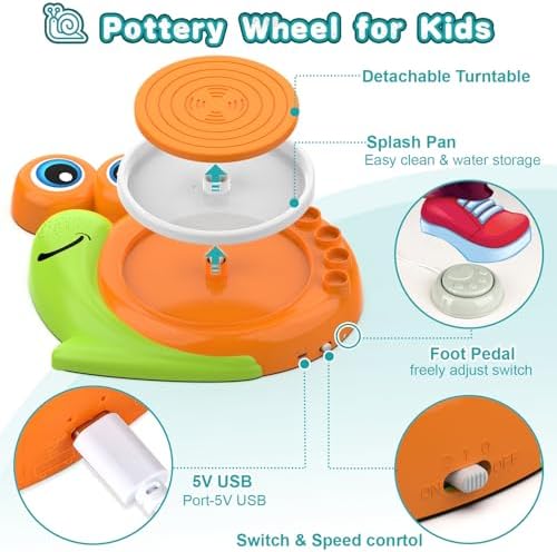 Pottery Wheel for Kids-Complete Pottery Painting Kit Arts and Crafts for Kids Ages 8-12, Clay Sculpting Tools with 1.7lb Air Dry Clay, Birthday Christmas Gifts Toys for Boy Girls Age 6 7 8 9 10 11 12 - Image 3