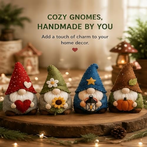 Sewing Kit for Beginners, DIY Felt Sewing Craft Kit with Pre-Cut Fabric & Instructions, Handmade Plush Animal Craft Set for Adults & Teens (gnome) - Image 5