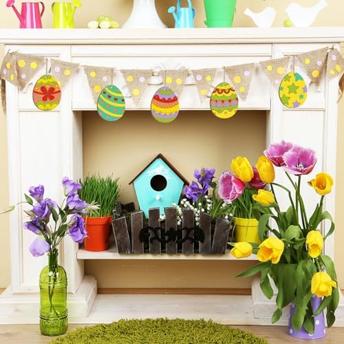Large Size 7" Wooden Easter Ornaments to Paint, Egg Wooden DIY Blank Unfinished Round Wood Discs Ornament for Crafts Hanging Decorations(10 Different Patterns) - Image 4