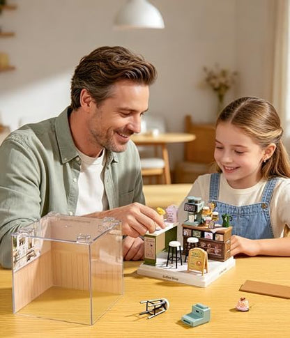 Coffee Shop Super Miniature House Kit - DIY Plastic 3D Model Building Set for Teens, Build Your Own Cozy Café with Coffee Machine & Dustproof Case, Creative Craft Gift for Girls Women - Image 4