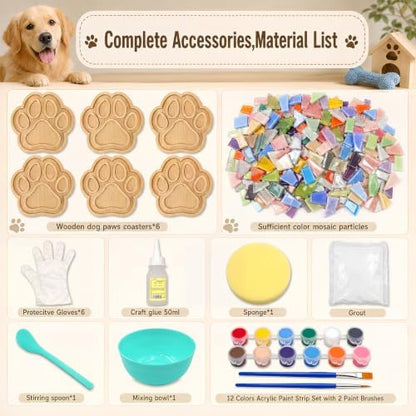 luperasol DIY Dog Paw Mosaic Tiles for Crafts, Mixed Color, 6 PCS - Image 3