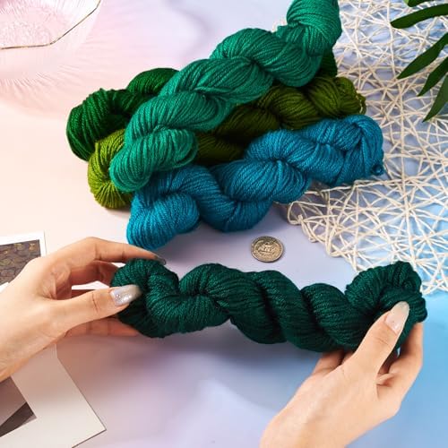 Cheriswelry 5 Skeins Acrylic Fiber Yarn for Weaving Knitting Crochet 2mm Green Theme Soft Craft Sewing Cord Threads Multicolor Skeins Yarn kit for Beginners Adults - Image 3